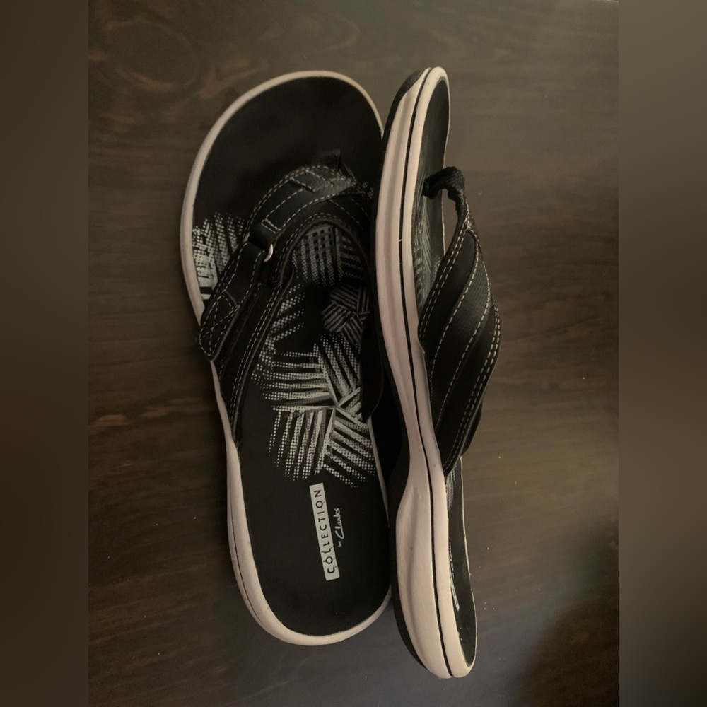 Sz8 Clark’s Collection Black Comfort Sandals - Picture 15 of 16